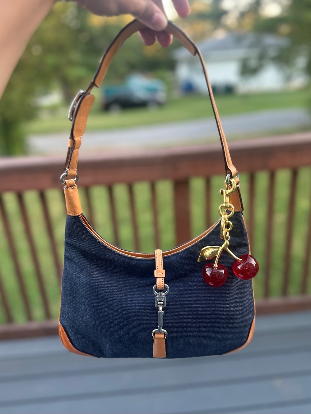 Vintage y2k 2001 Coach Hampton Denim Clip Hobo